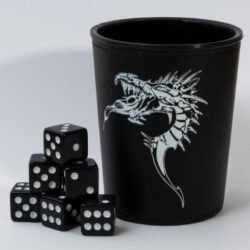 Blackfire Dice - Dice Cup Black/White Dragon Emblem