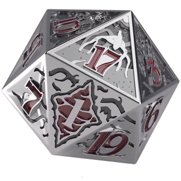 Hellfire Club Premium Metal D20 Die caras